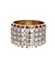 Four Row Diamond Checkerboard Band in Yellow Gold